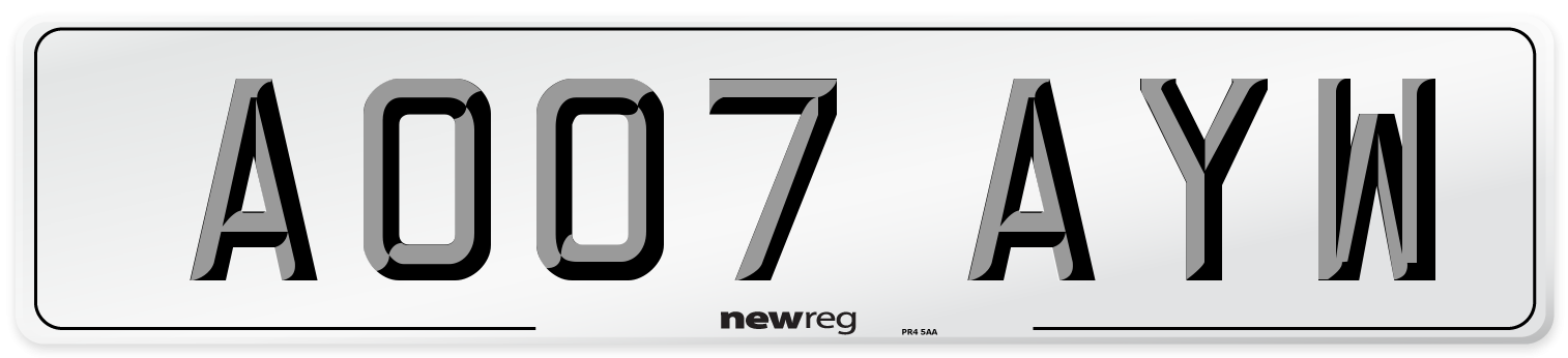 AO07 AYW Number Plate from New Reg